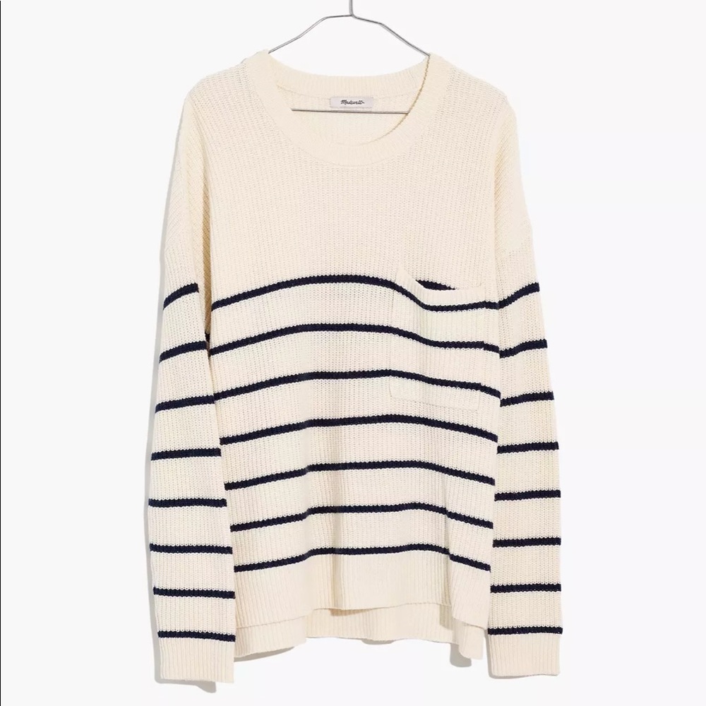 Madewell Thompson Pocket Pullover Sweater in Nautical Stripe xs